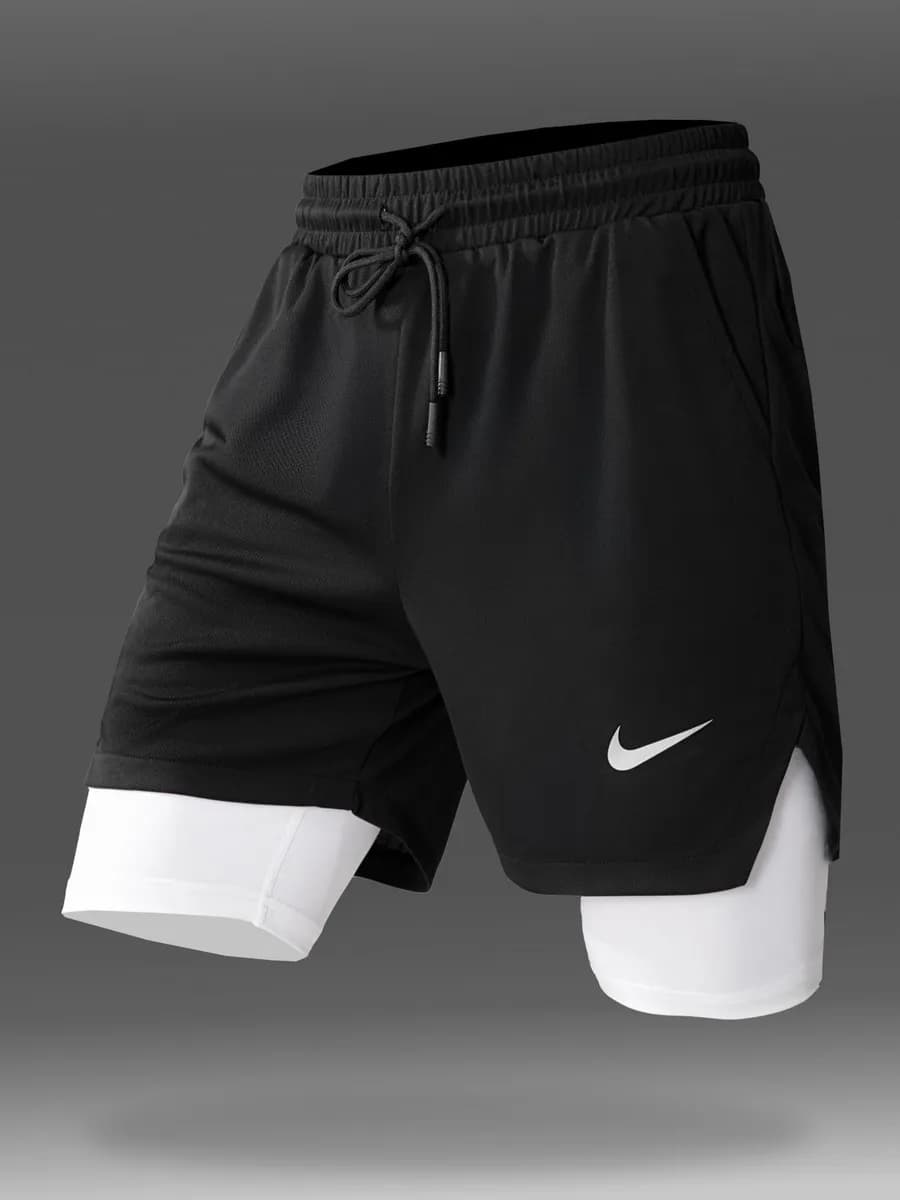 Шорты спортивные с тайтсами короткие мма для фитнеса