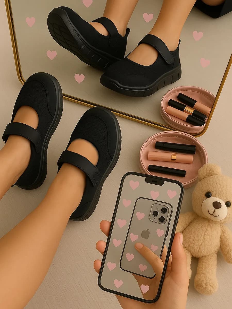 Туфли школьные для девочки на липучке