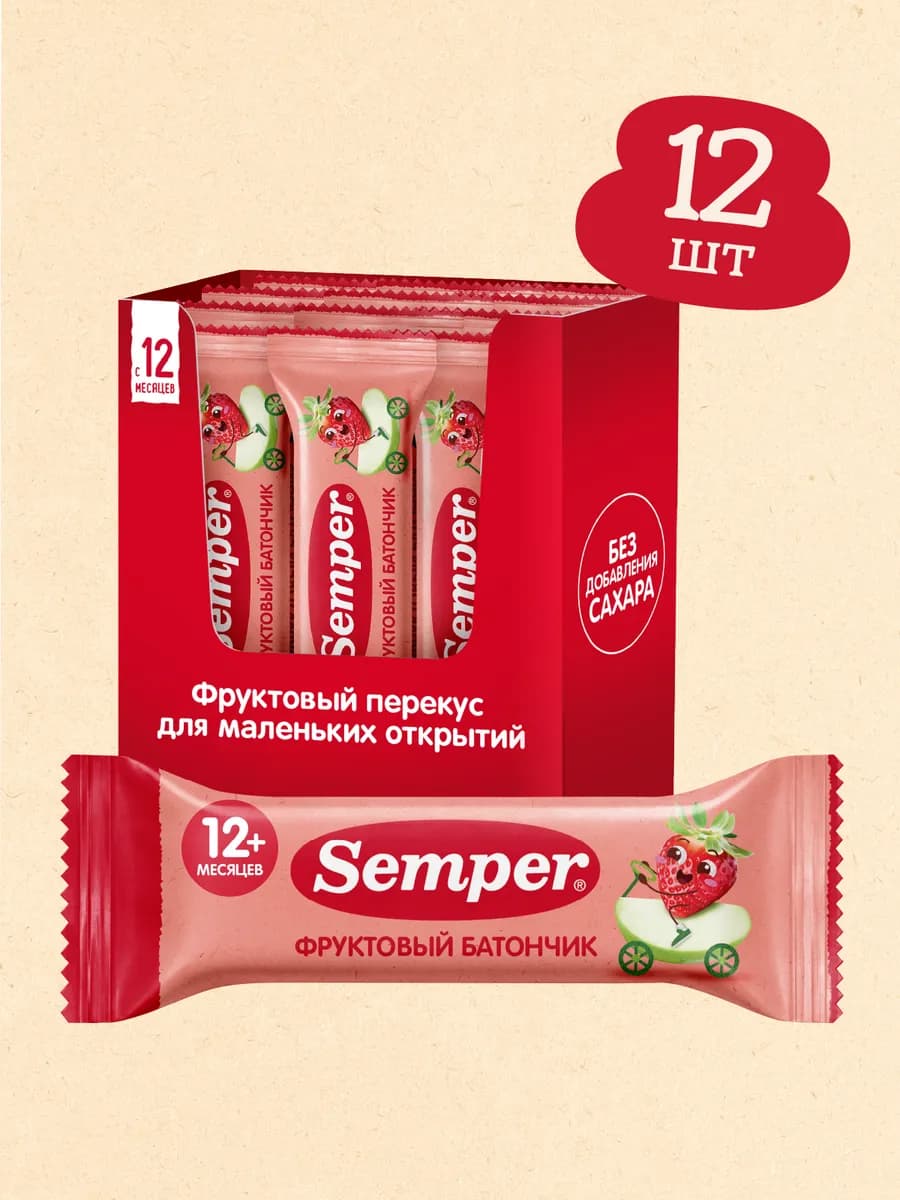 Детский батончик яблоко-клубника с 12 мес 12штх15гр