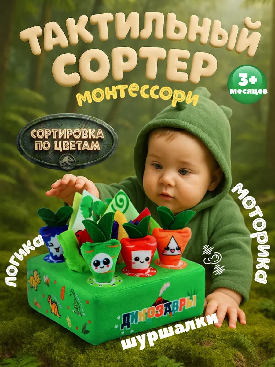 Сортер Монтессори развивающая мягкая игрушка салфетница