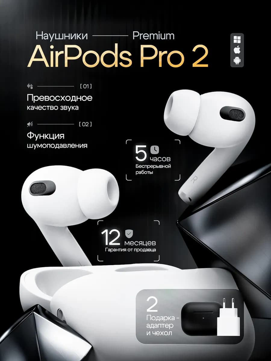 Наушники беспроводные AirPods Pro 2 с шумоподавлением