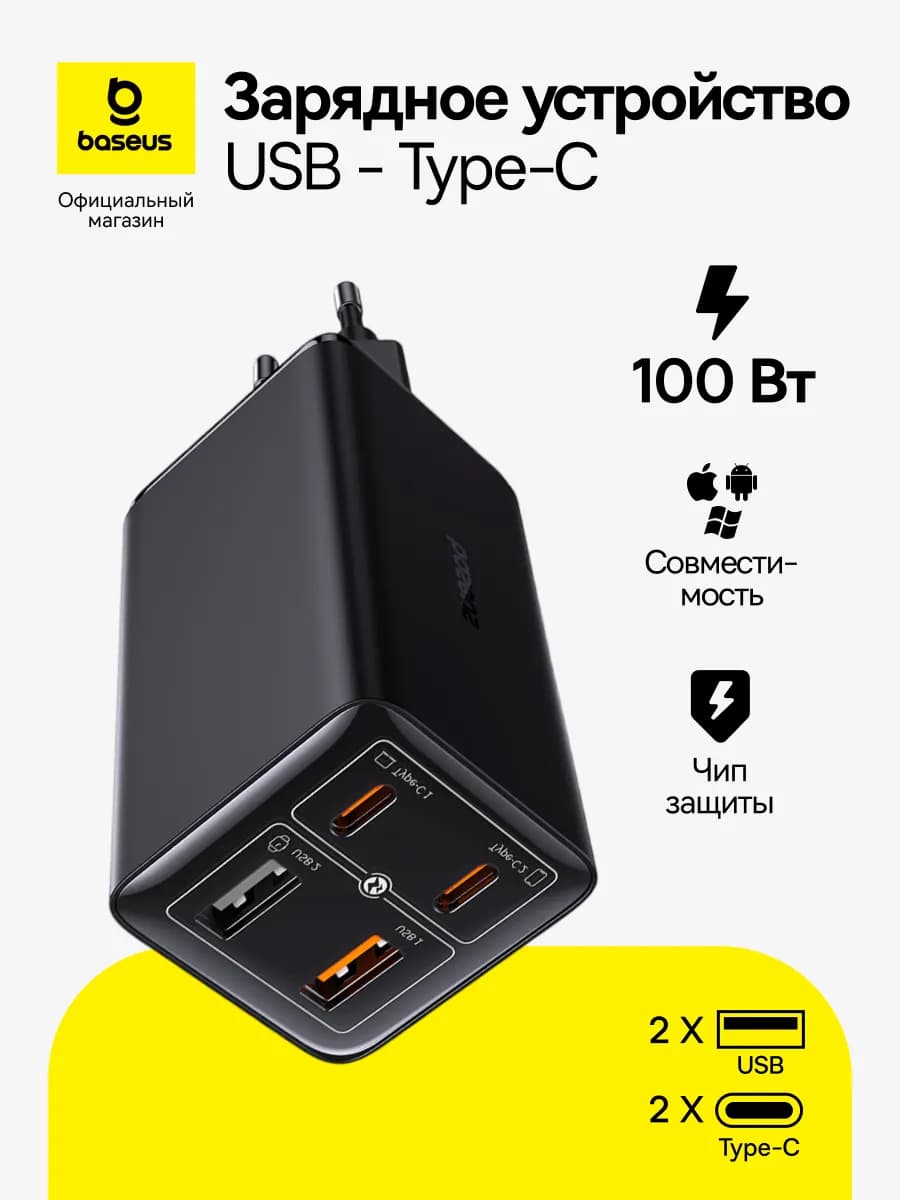 Блок для зарядки GaN6 Pro 2USB-C+2USB 100Вт