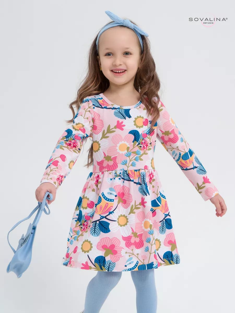 Платье в садик длинный рукав - фото 1