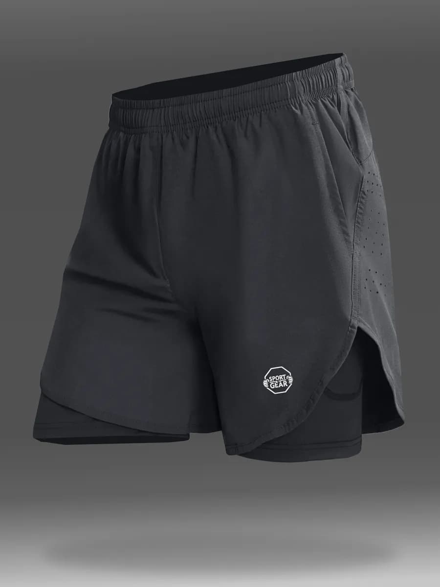 Шорты спортивные с тайтсами короткие мма для фитнеса