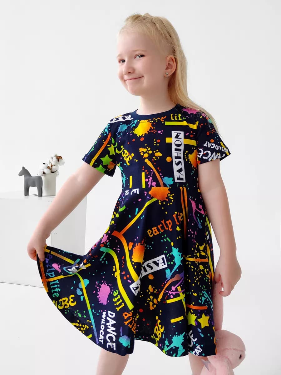 Платье с широкой юбкой в сад из 100% хлопка, 116-146 р-р