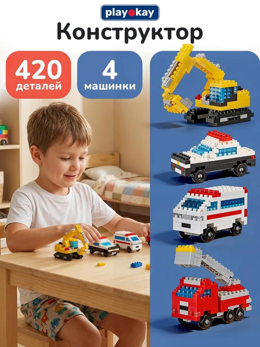 Конструктор 3д из миниблоков развивающий - спецтехница