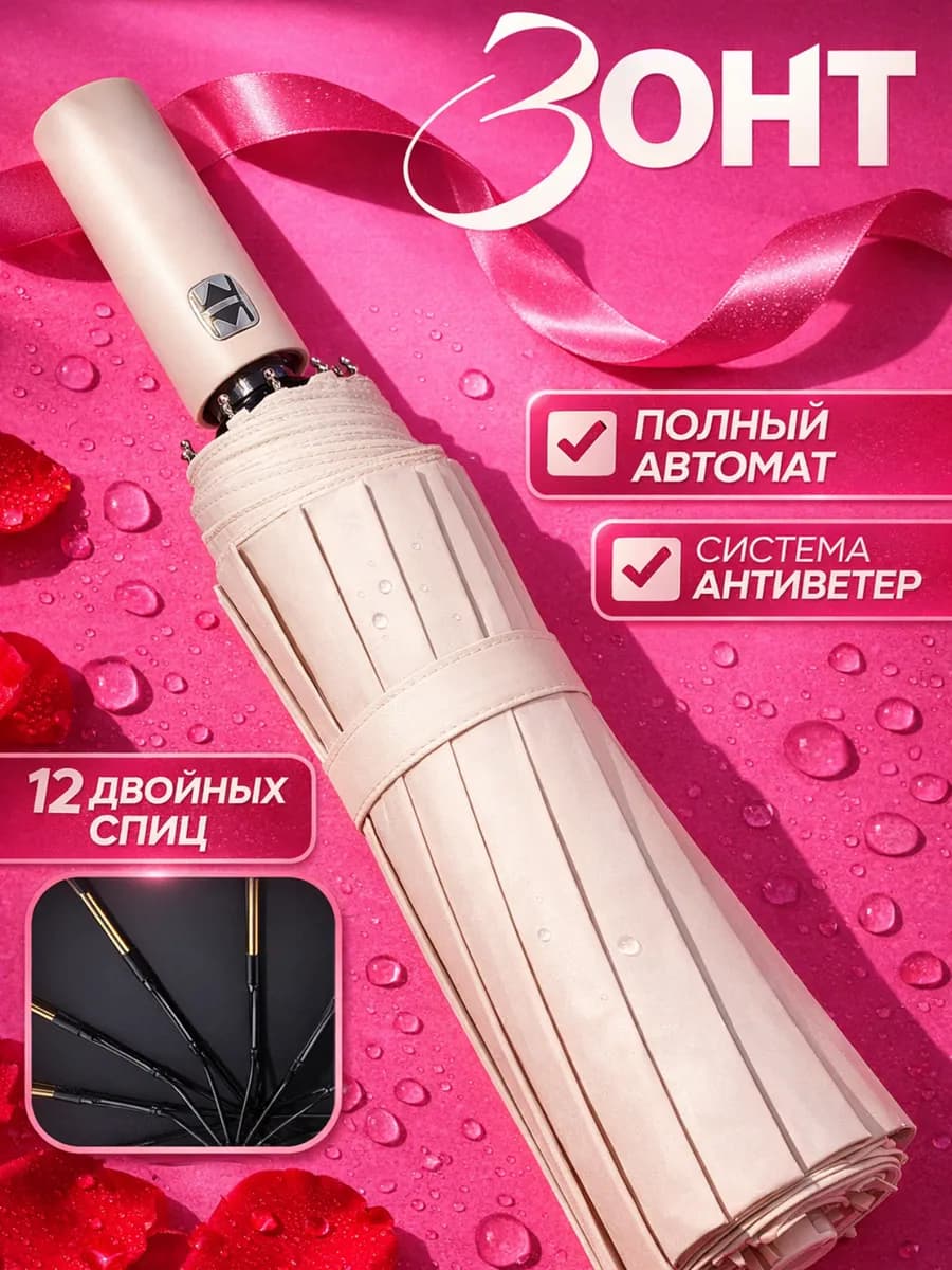 Зонт полный автомат антиветер складной