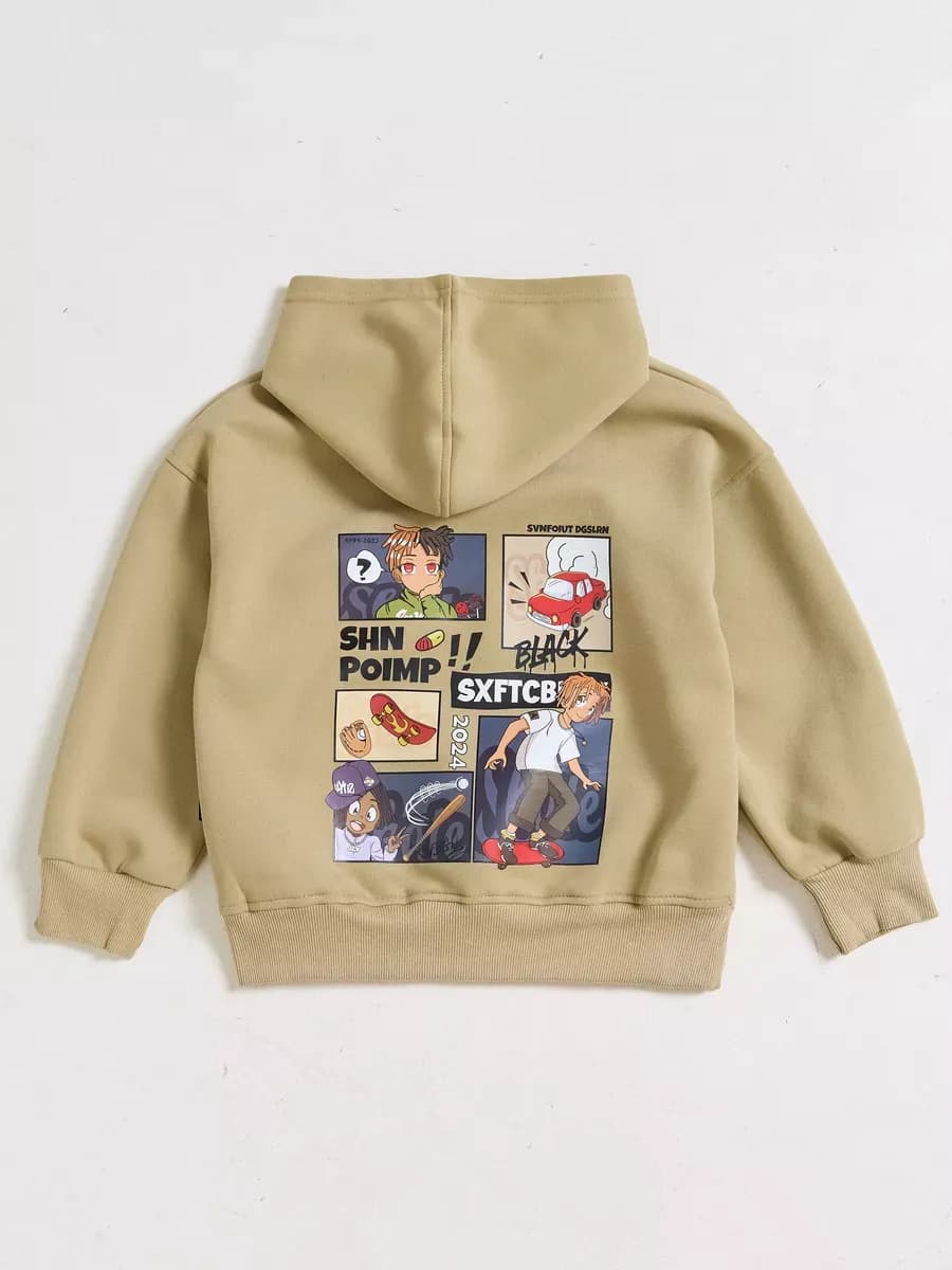 Худи оверсайз без начеса с принтом аниме