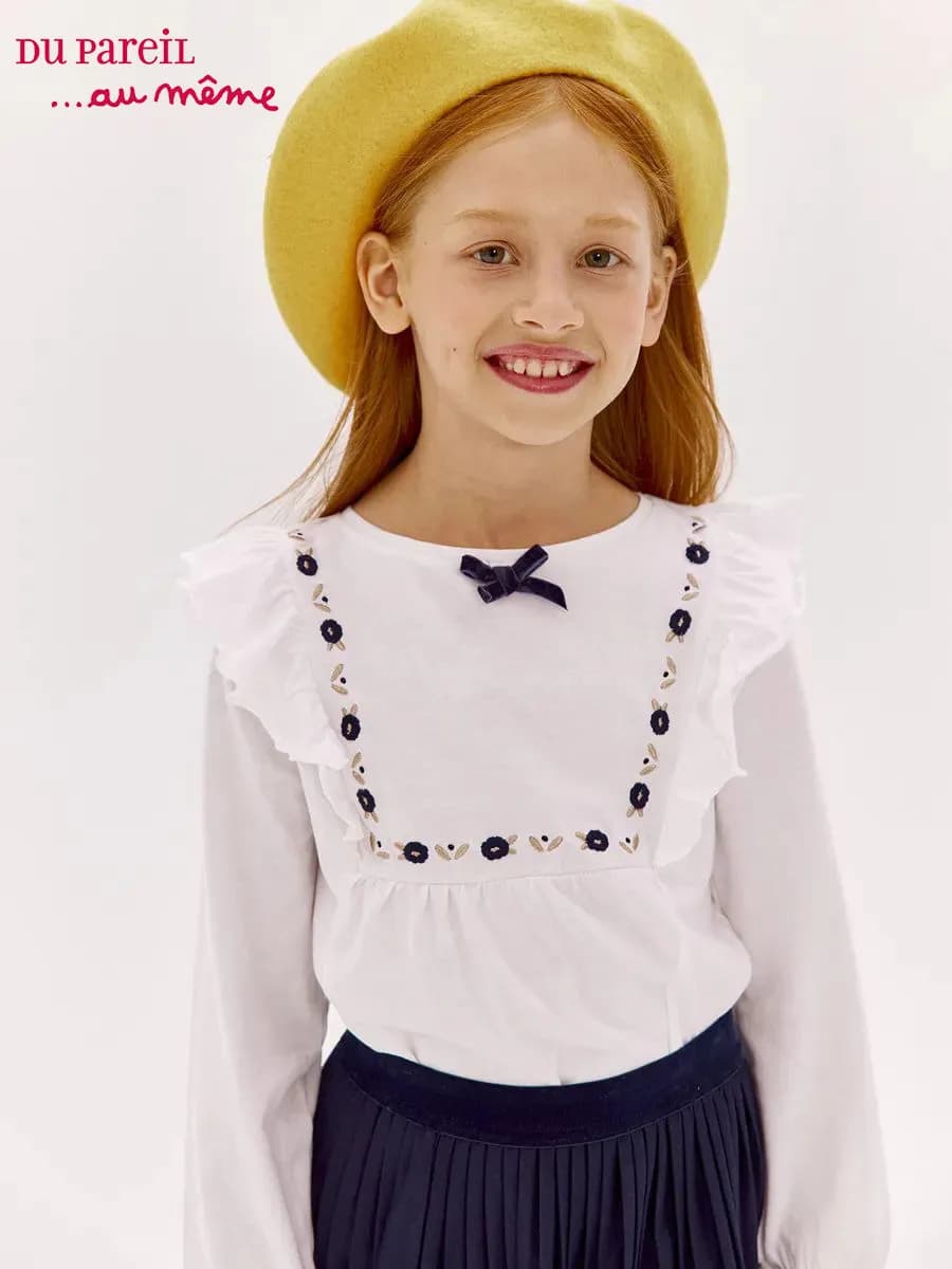 Лонгслив школьный нарядный с вышивкой