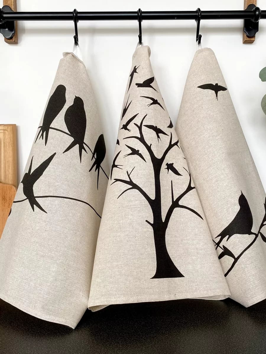 Полотенце кухонное льняное набор 3 шт подарок учителю НГ