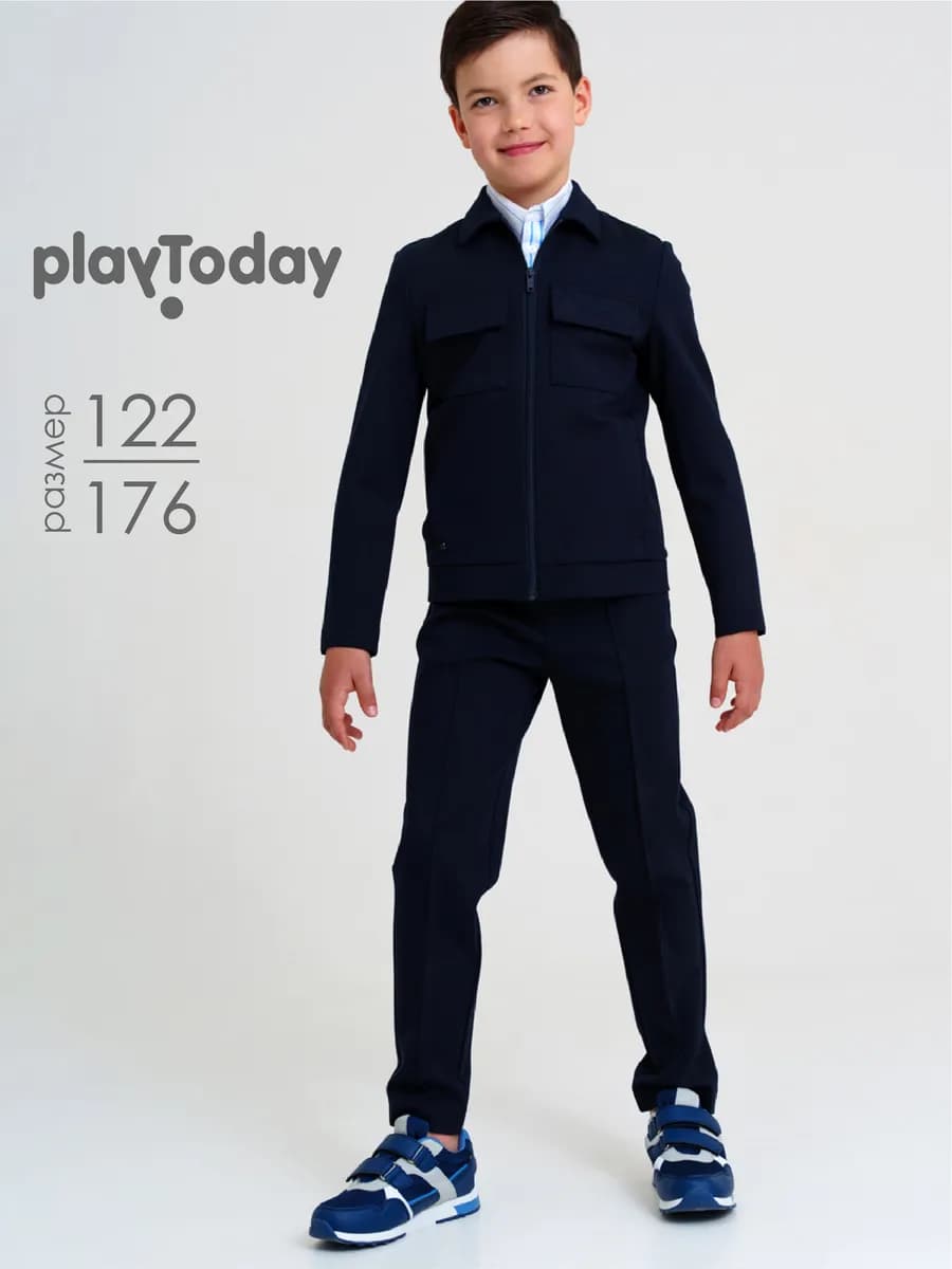 Брюки школьные на резинке синие форма джоггеры трикотажные