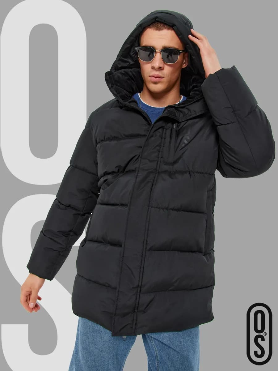 Куртка мужская зимняя удлиненная парка с капюшоном