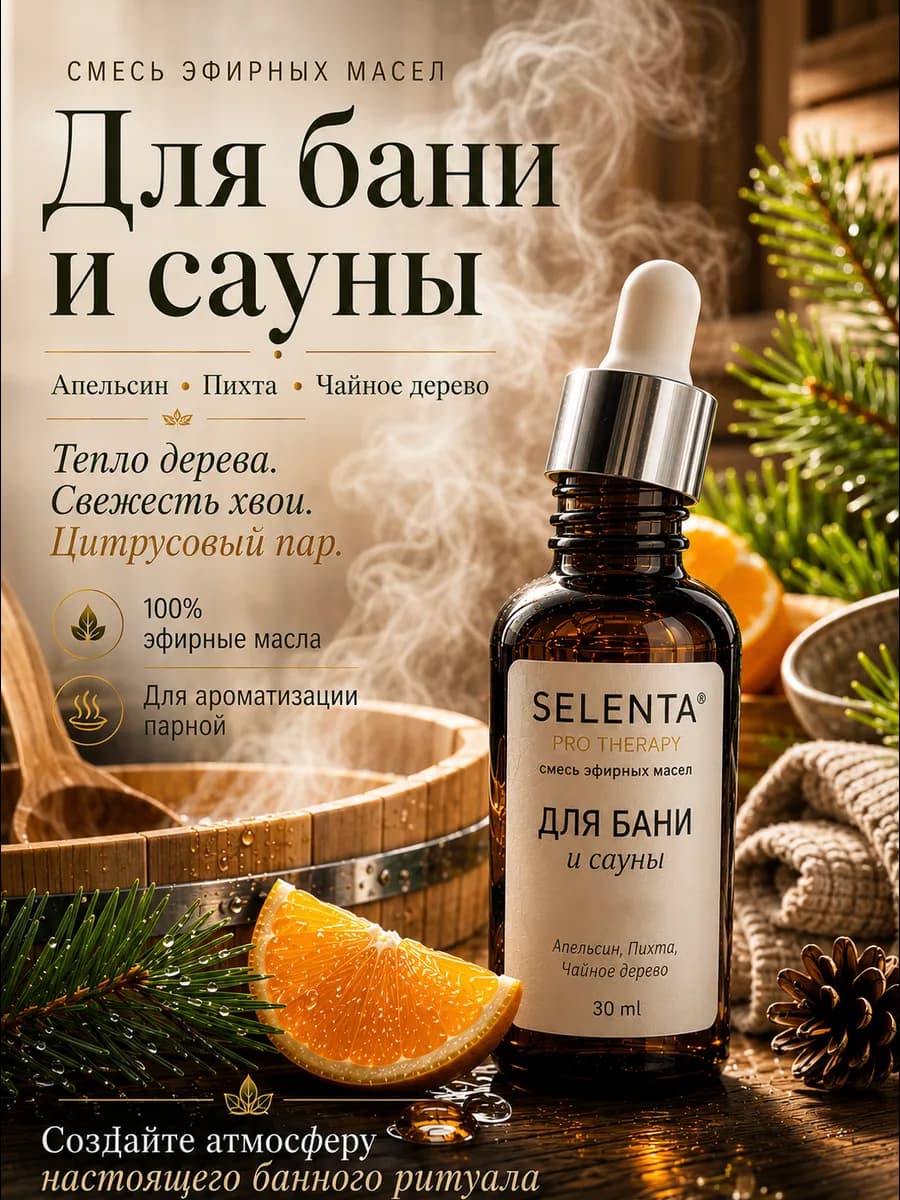 Масло для бани и сауны (Апельсин, Ч.Д, Пихта) 30мл