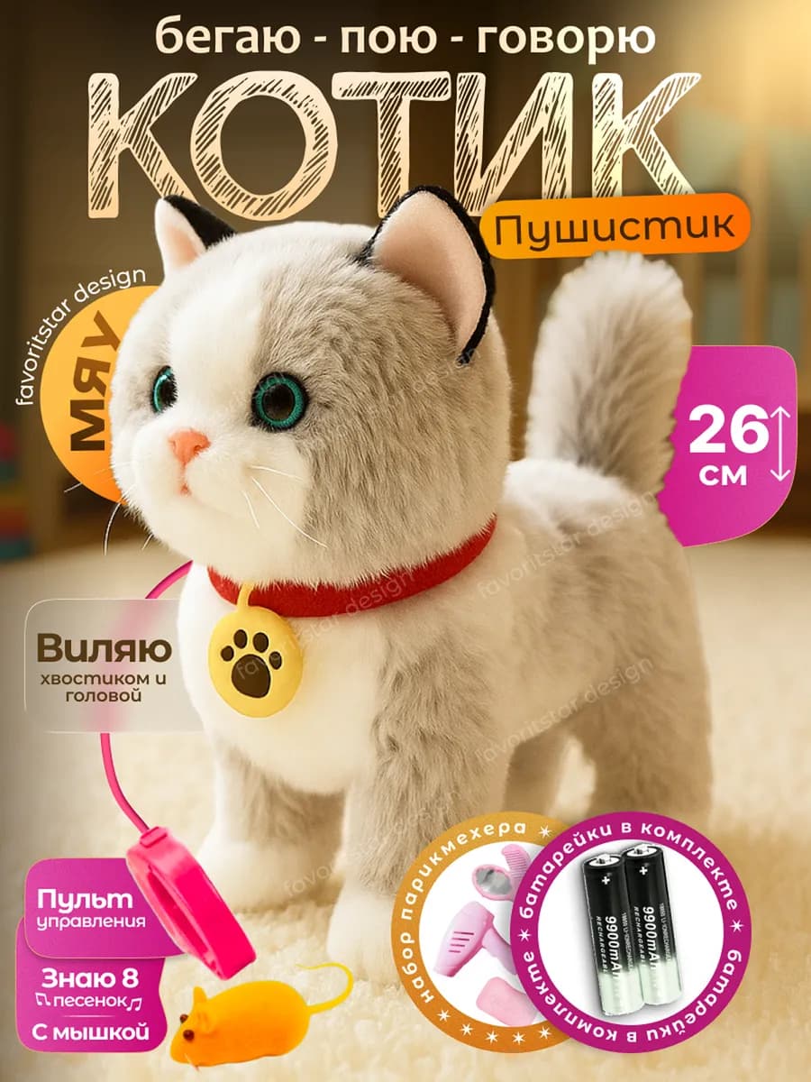Интерактивная игрушка кот умный котенок для ребенка