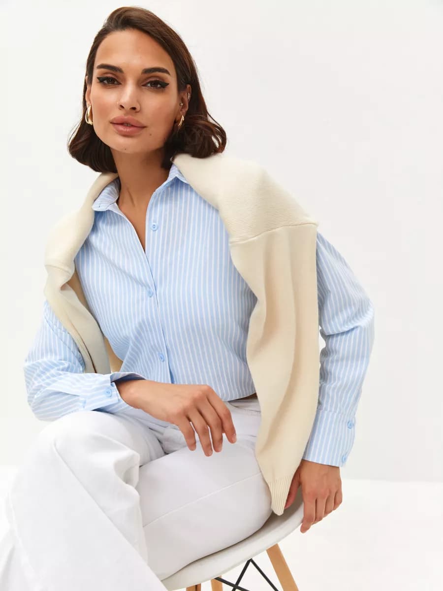 Рубашка в полоску оверсайз - фото 1