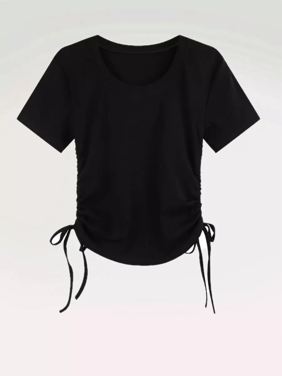 Футболка базовая однотонная с драпировкой