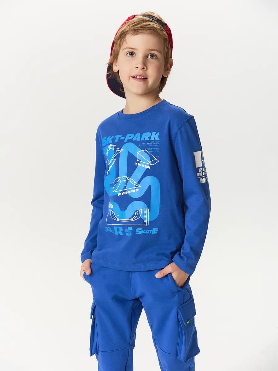 Лонгслив базовый трикотажный с принтом