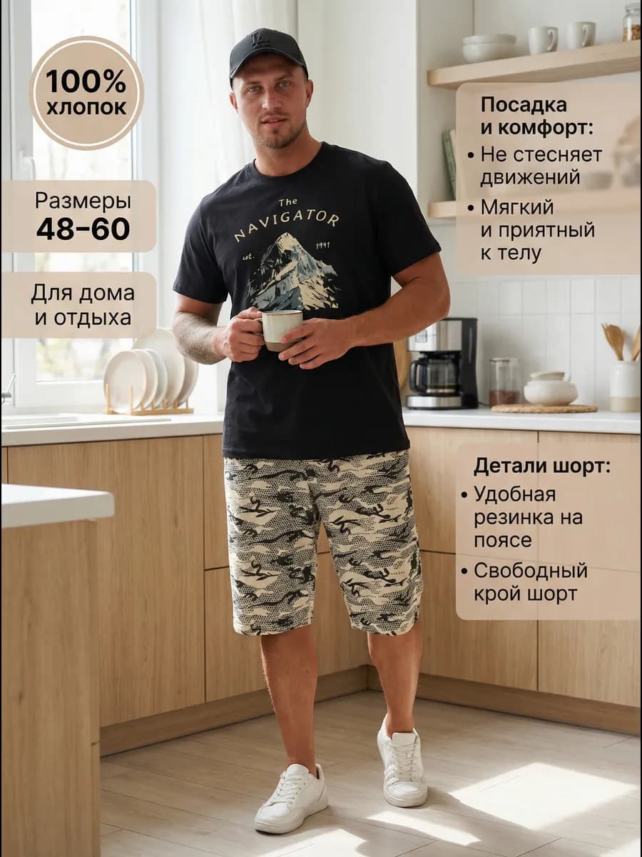 Костюм летний с шортами, комплект домашний
