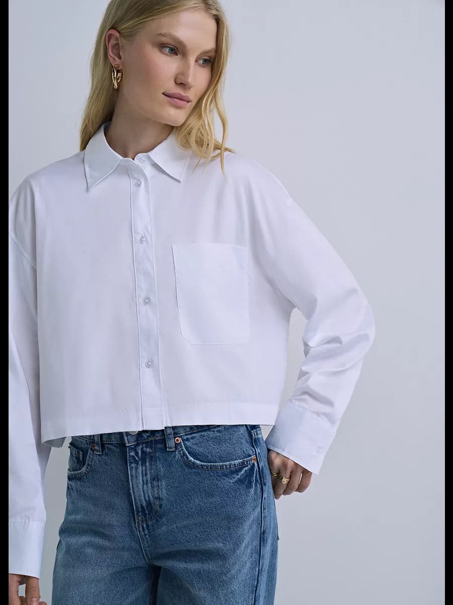 Укороченная хлопковая блузка