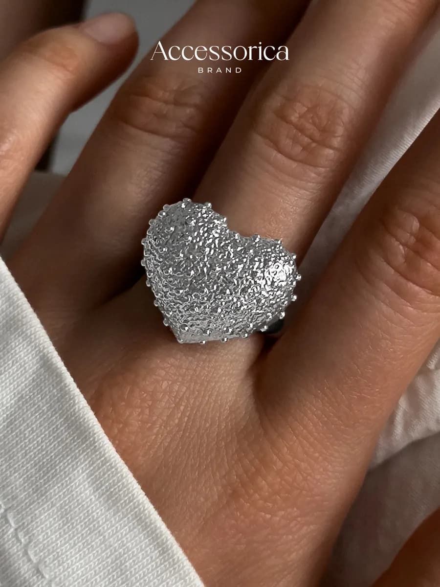 Кольцо бижутерия сердце крупное Accessorica
