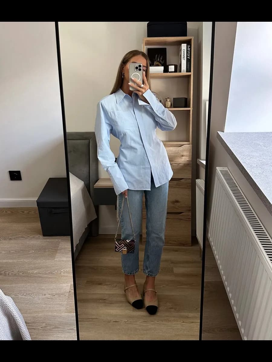 Рубашка приталенная с завязкой хлопок