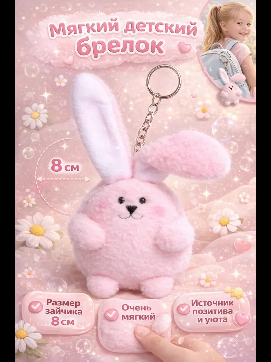 Мягкая игрушка на брелоке "Зайчик"