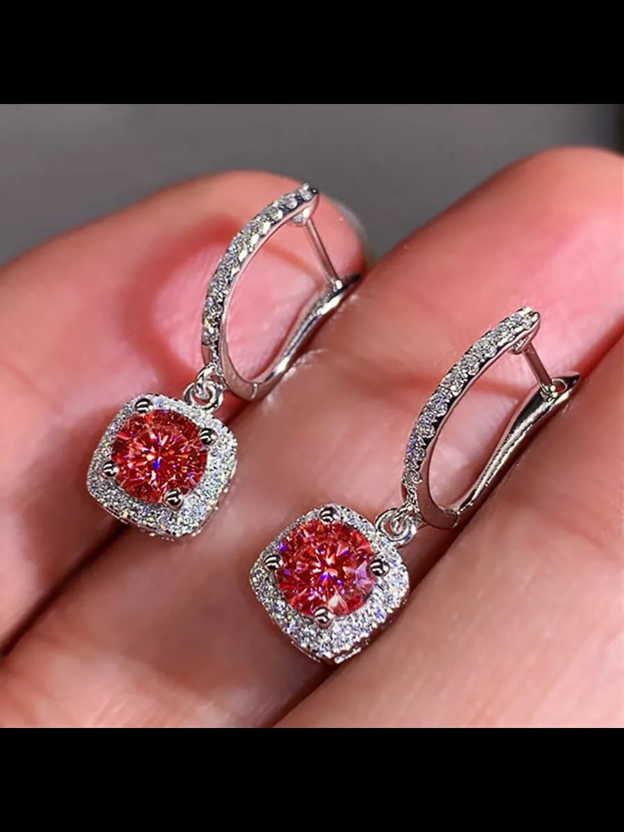 Серьги бижутерия с камнем фианитом и цирконом под серебро