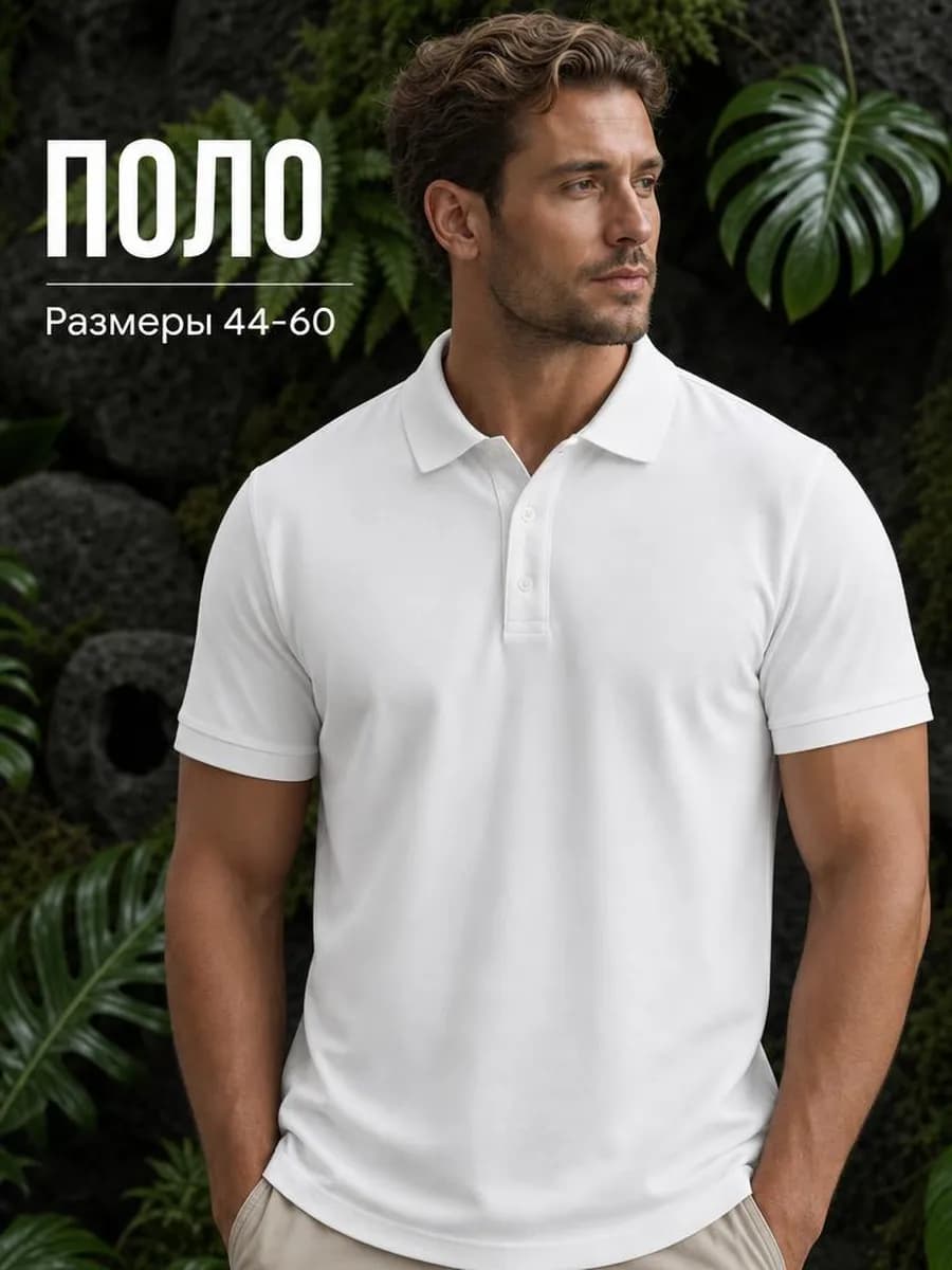 Футболка поло с коротким рукавом базовая белая
