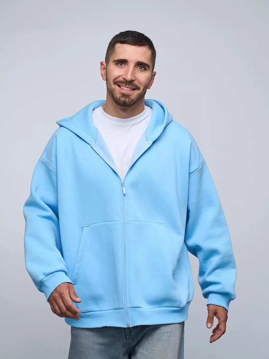 Толстовка оверсайз утепленная на молнии зип