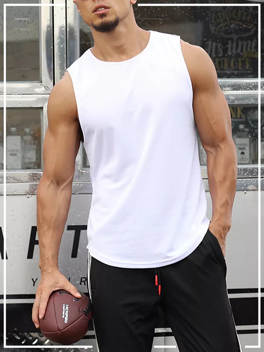 Майка спортивная без рукавов для спорта и фитнеса свободная - фото 1