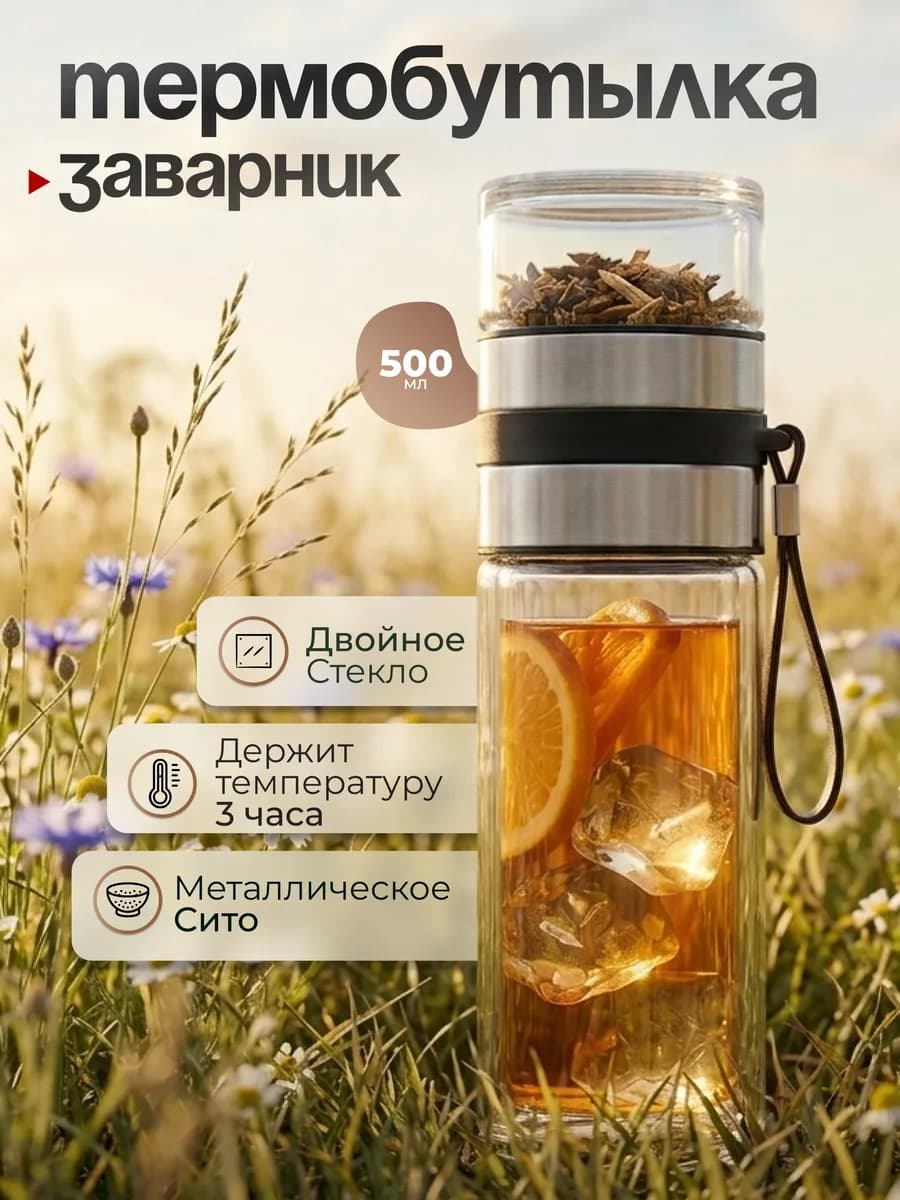Термос со стеклянной колбой