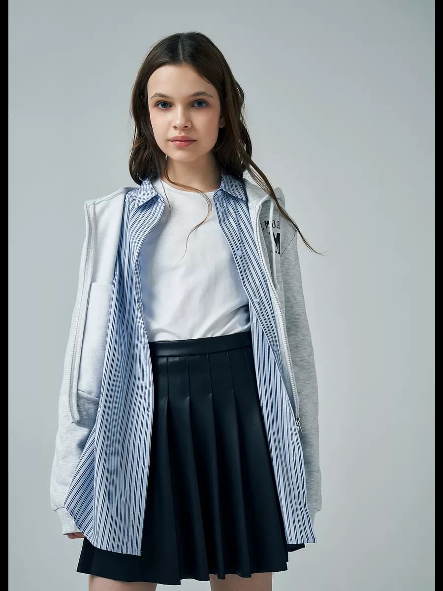 Юбка в складку из искусственной кожи для девочек