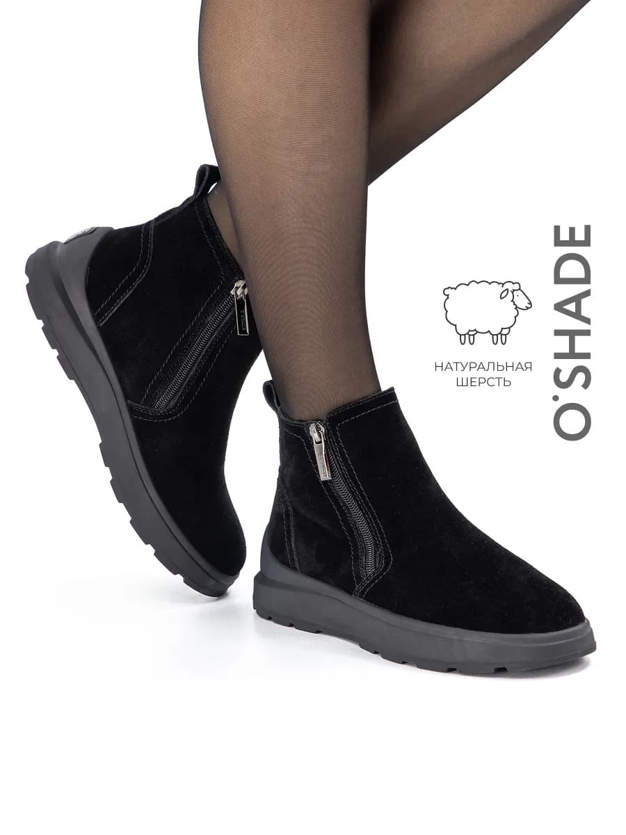 O'SHADE Ботинки женские зимние замшевые черные