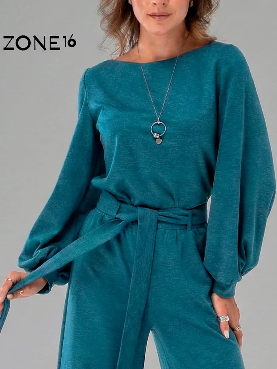 Костюм брючный трикотажный палаццо в офис