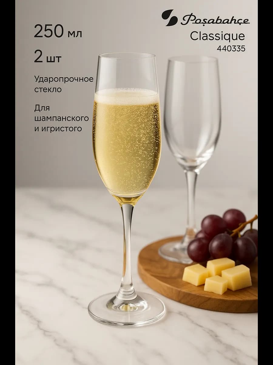 Бокалы для шампанского 250мл набор 2шт Classique 440335