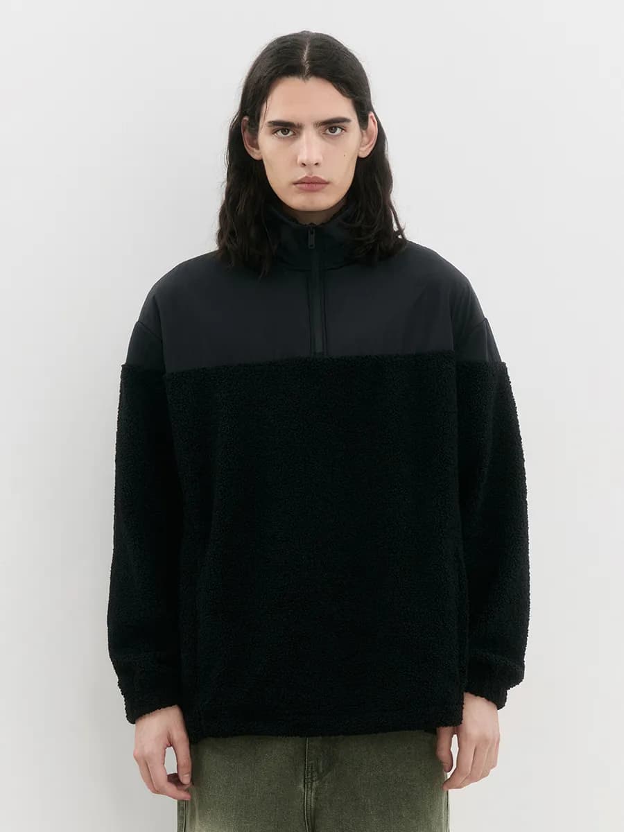 Свитшот half-zip утепленный с воротником-стойкой