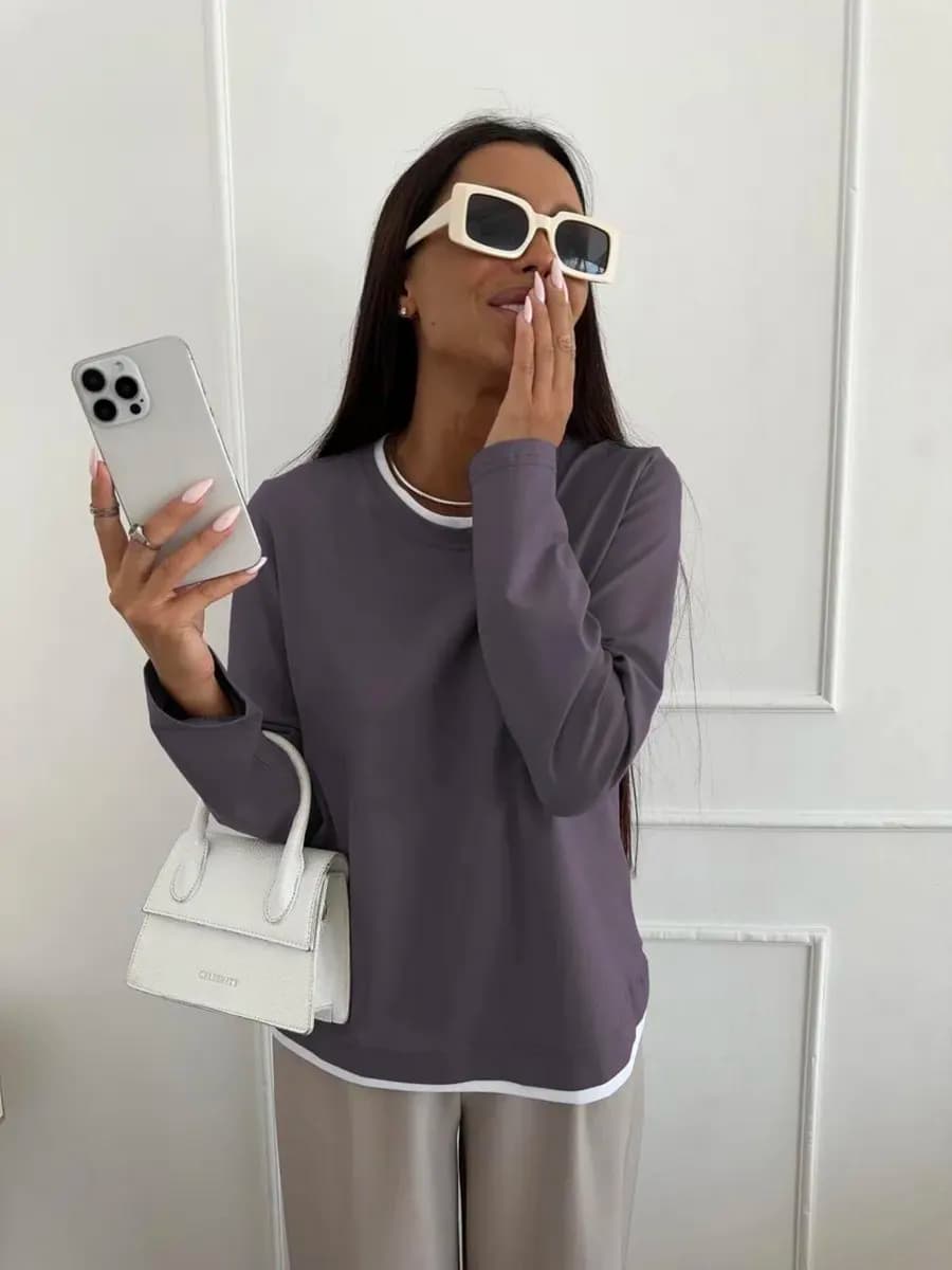 Лонгслив хлопковый кофта оверсайз