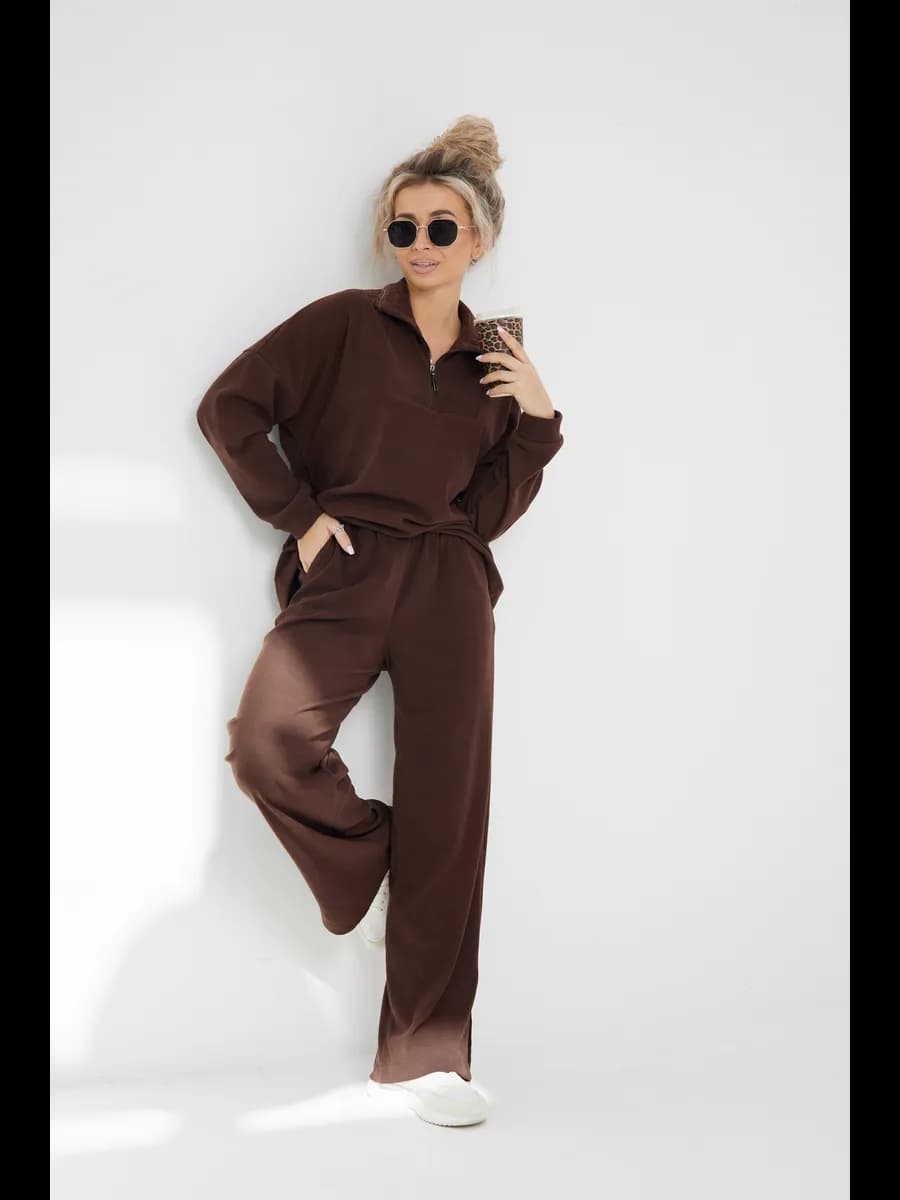 Костюм спортивный трикотажный оверсайз кашемир осенний