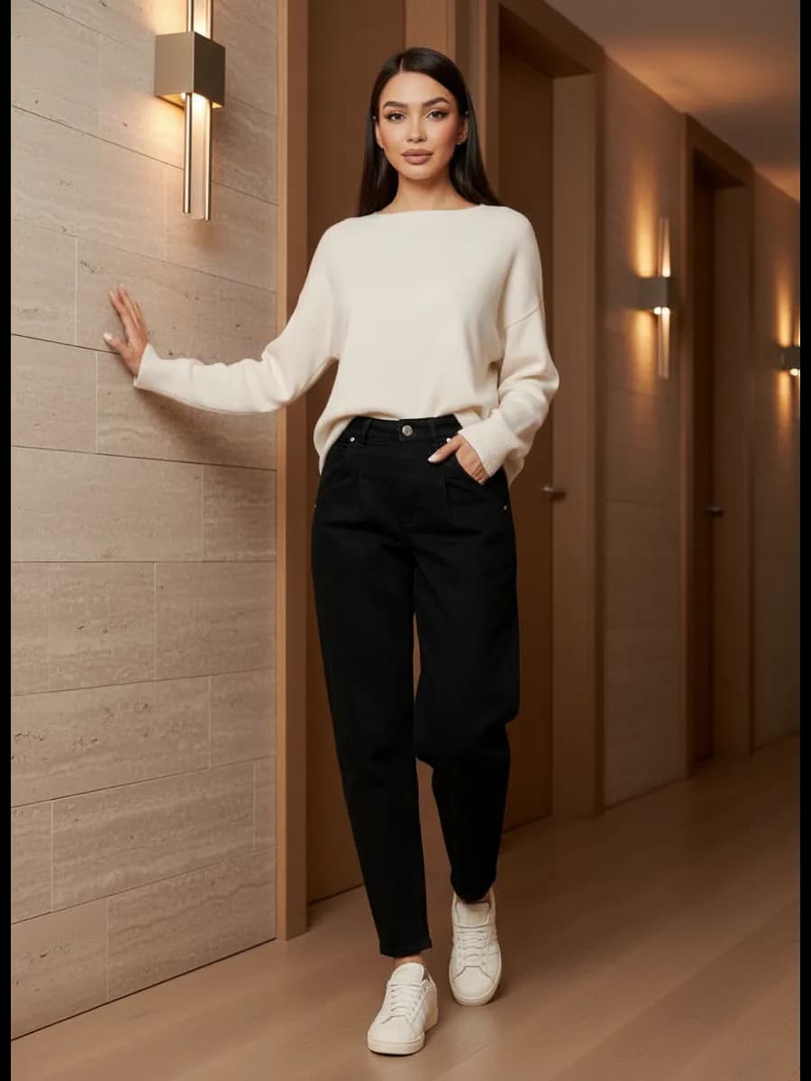 Джинсы бананы с высокой посадкой