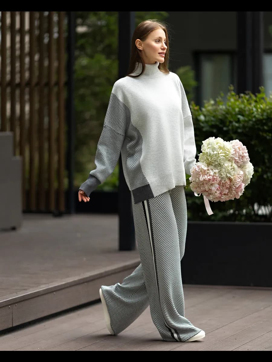 Костюм двойка вязаный теплый оверсайз с шерстью