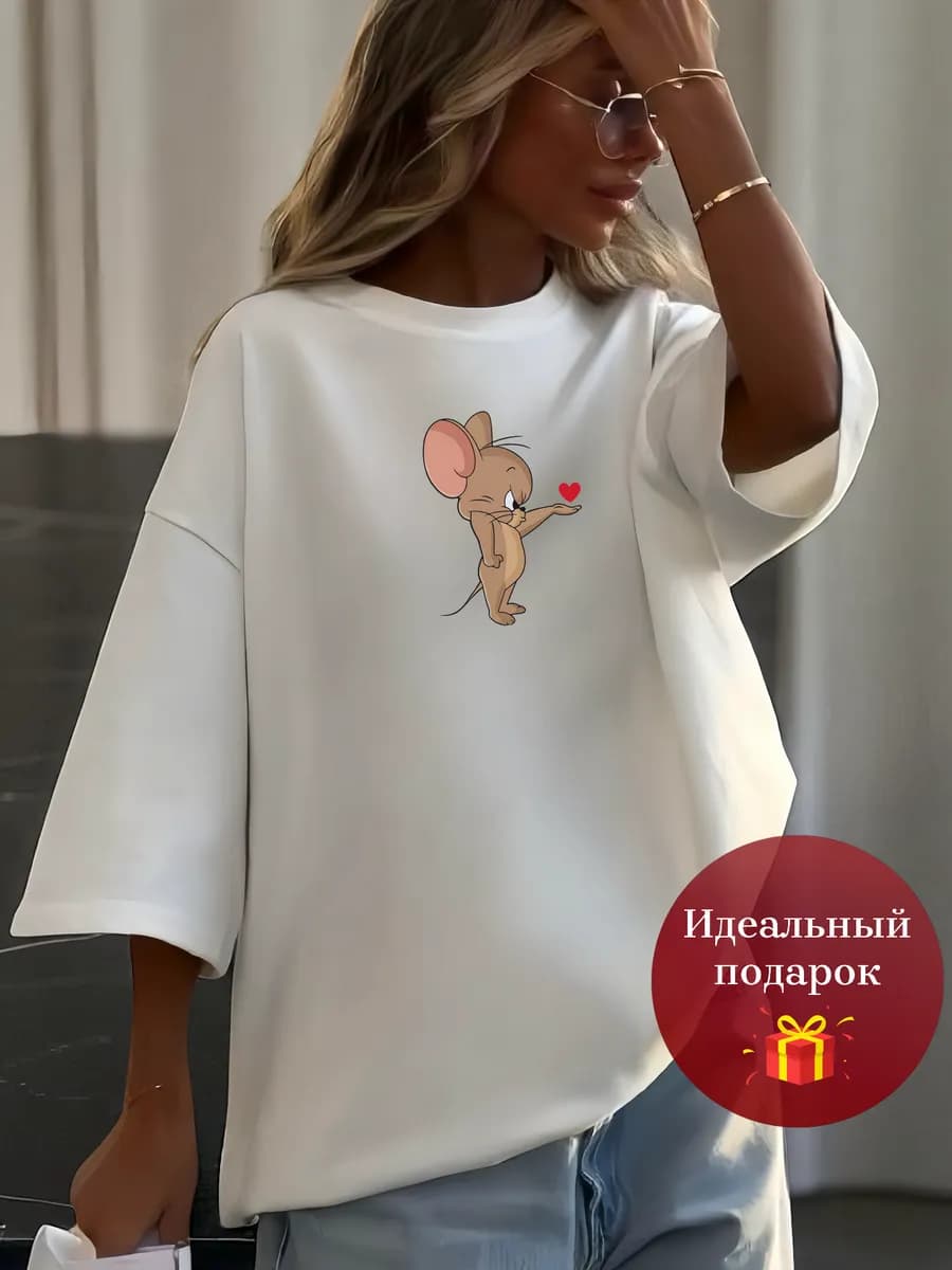 Футболка оверсайз Том и Джерри премиум - фото 1