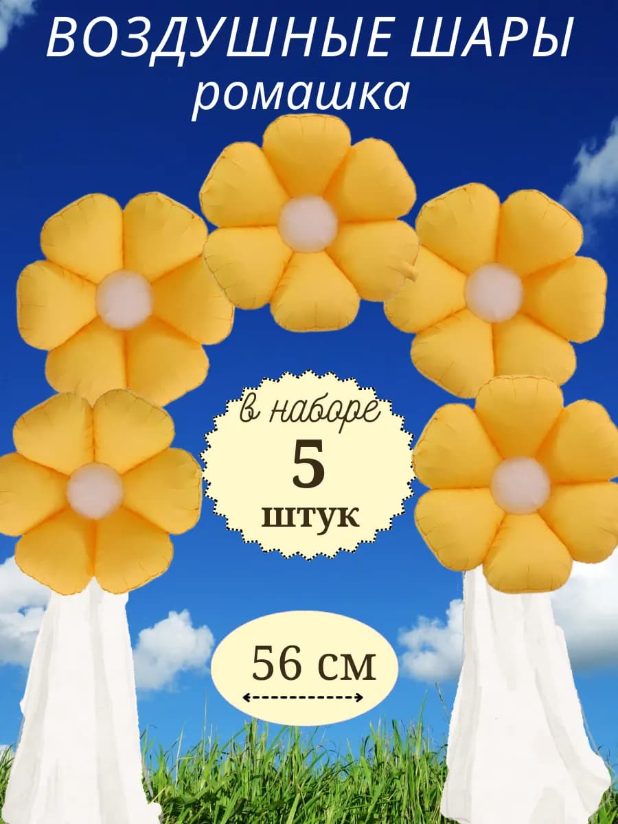 Воздушный шар ромашка набор для фотозоны 5 штук