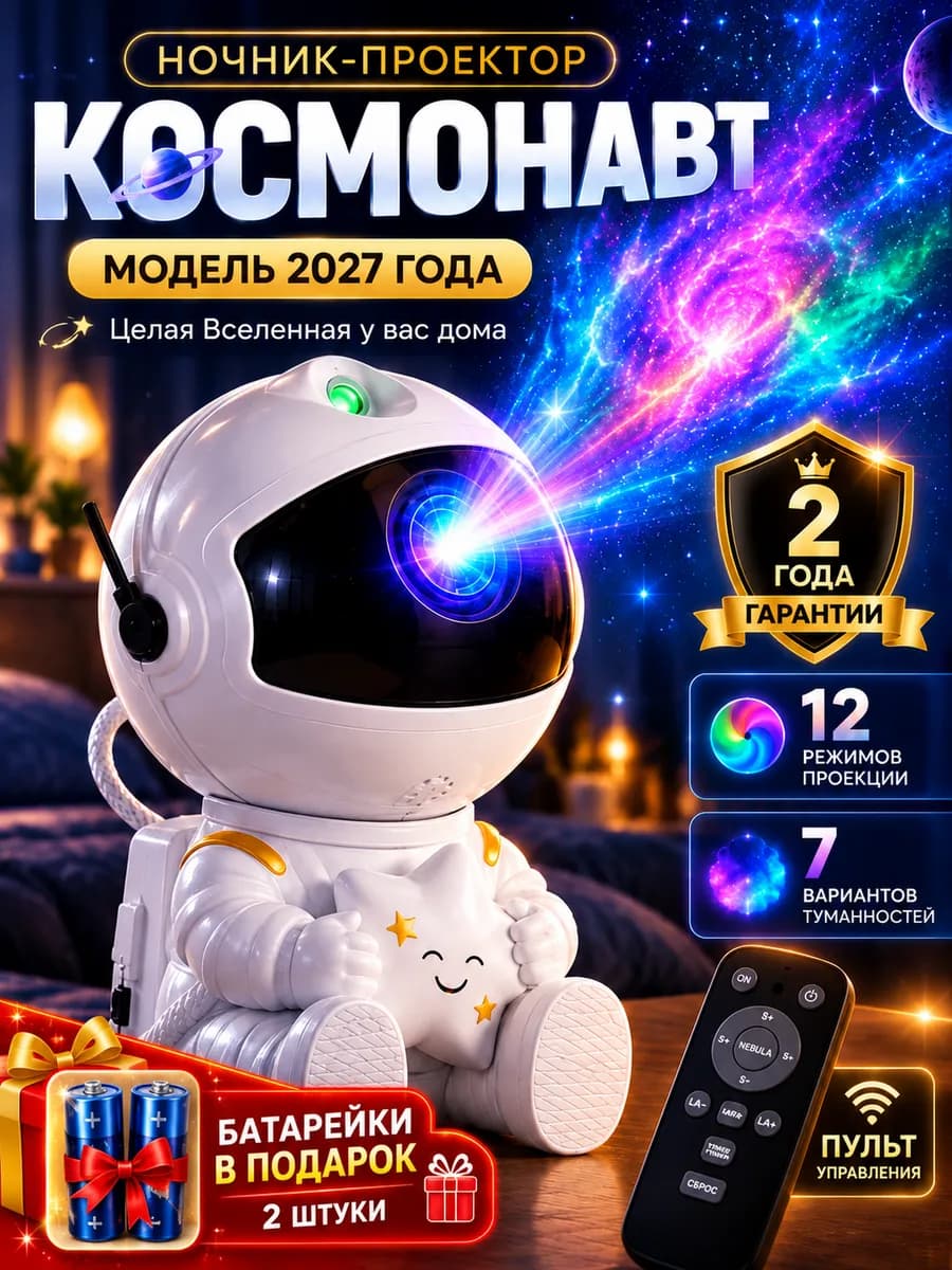 Ночник проектор звездного неба Космонавт 12 режимов
