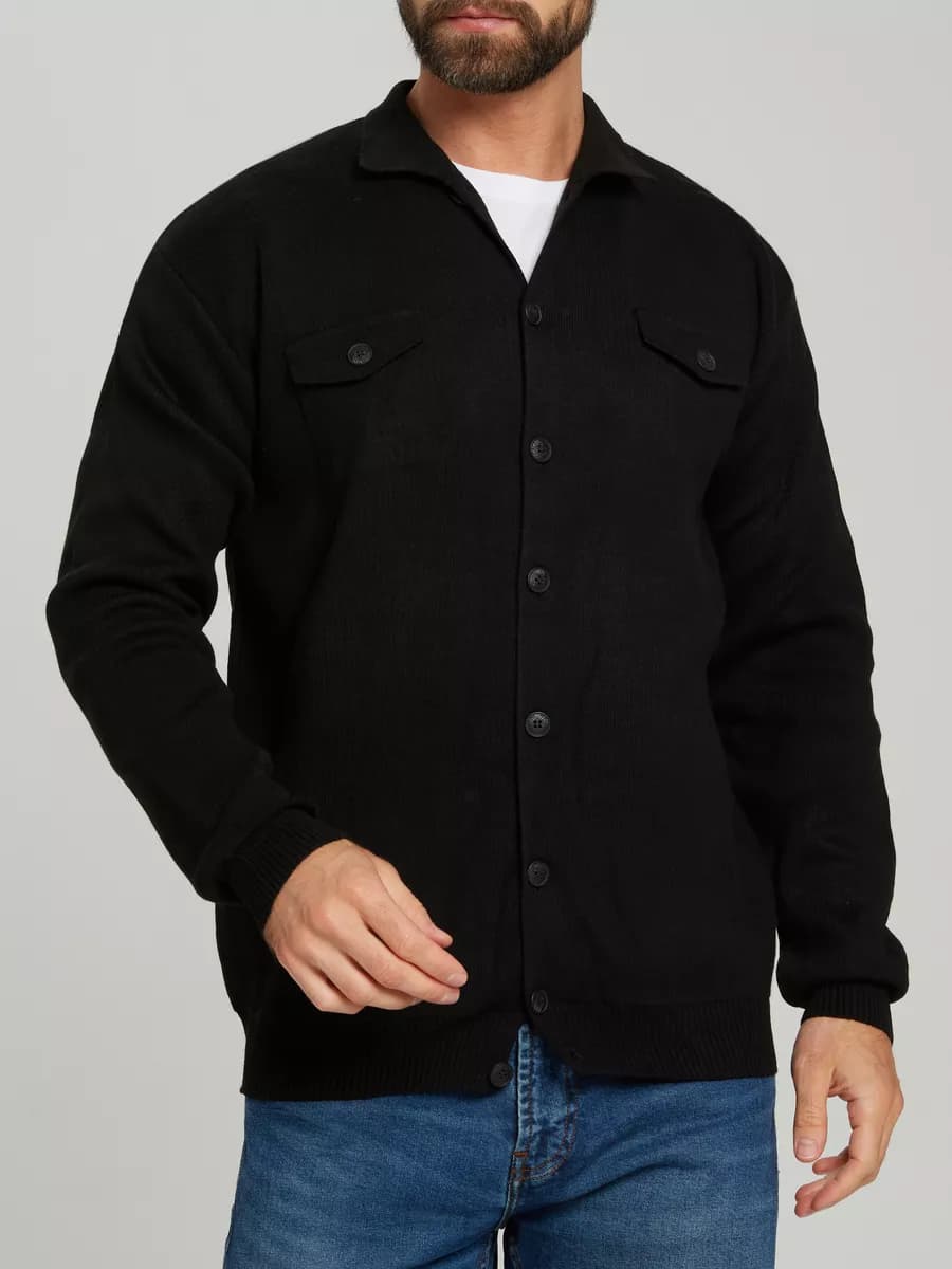 Кардиган с воротником на пуговицах вязаный