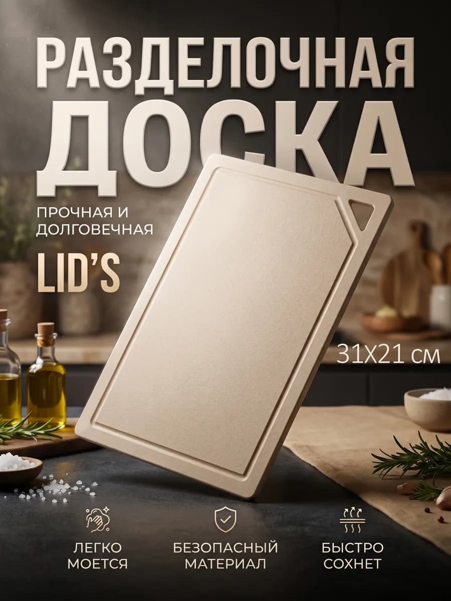 Доска разделочная полиуретановая 31x21 см (бежевая)