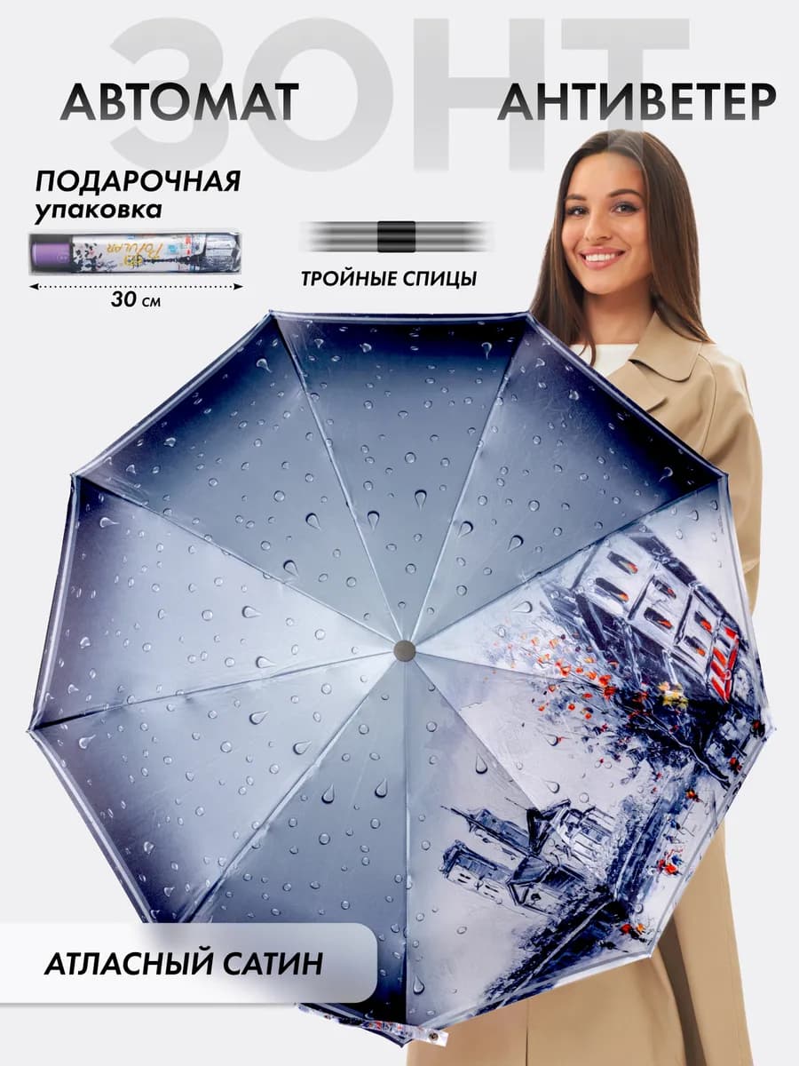 Зонт автомат антиветер складной