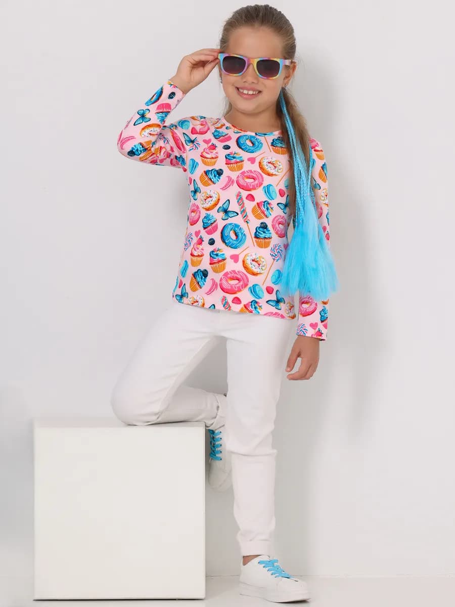 Лонгслив с принтом в садик хлопок 100%