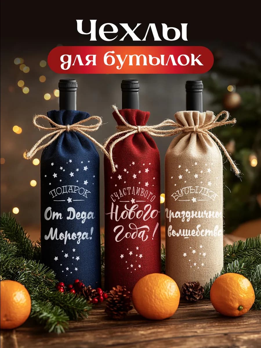 Новогодние украшения для стола и бутылок