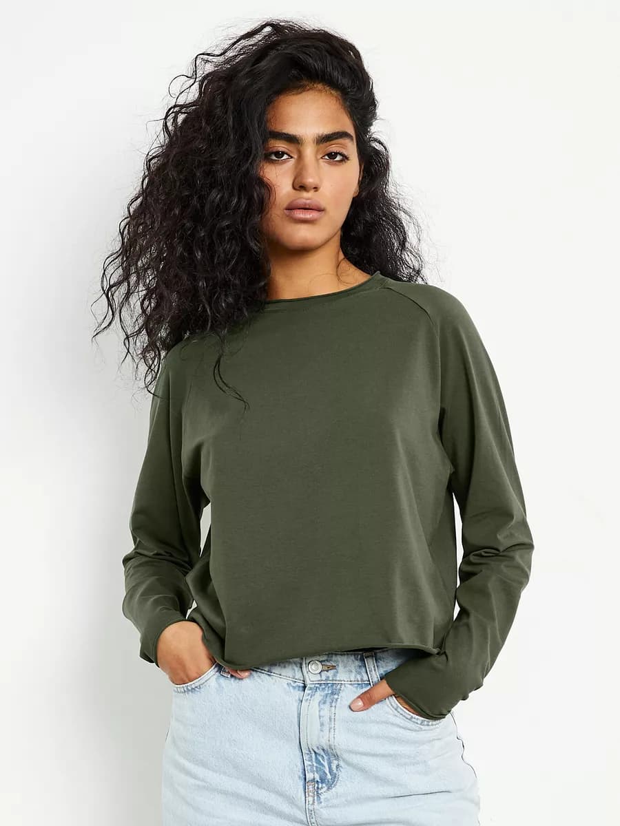 Лонгслив укороченный женский оверсайз Y2K