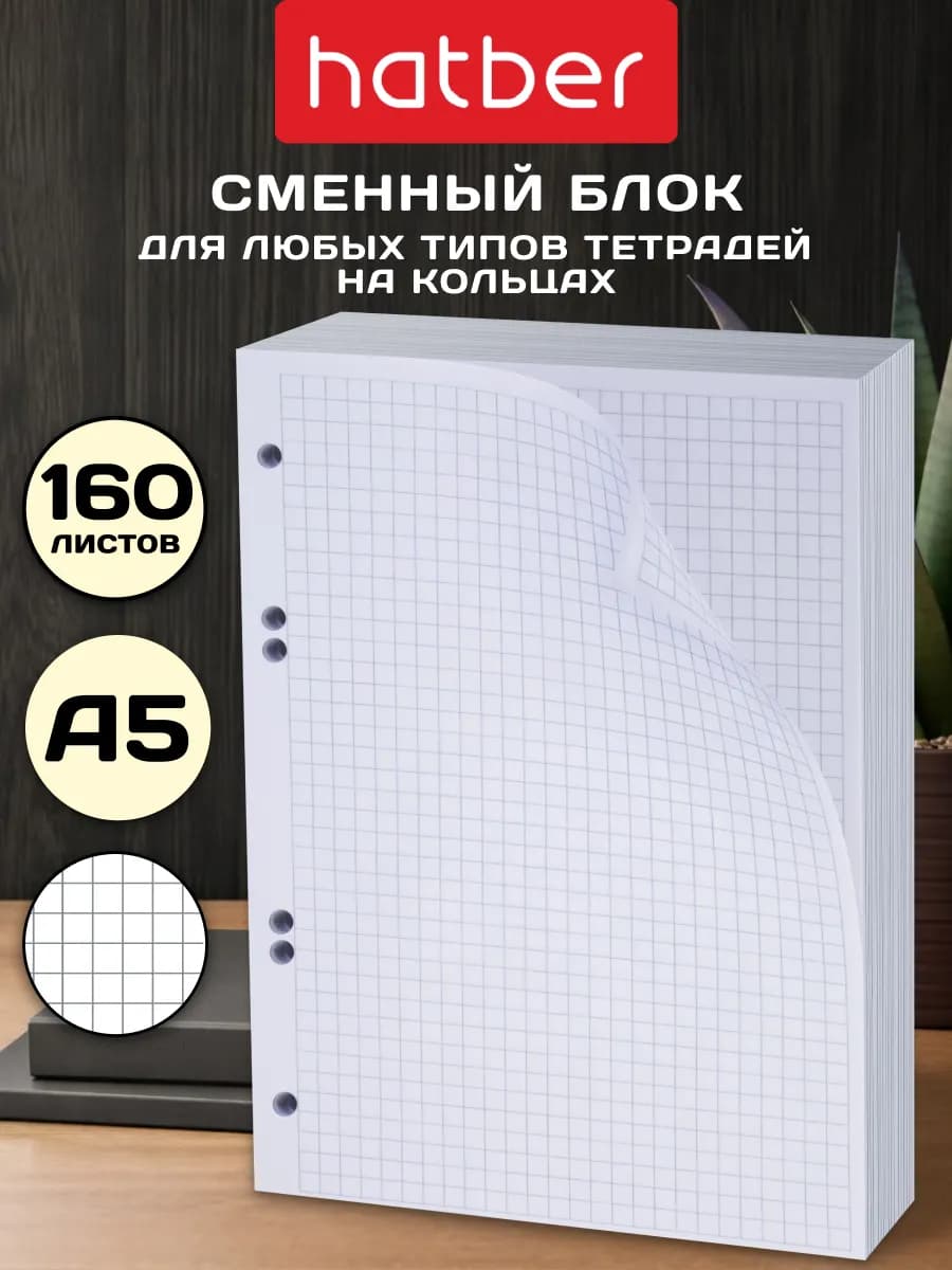 Сменный блок для тетради на кольцах А5 160 листов